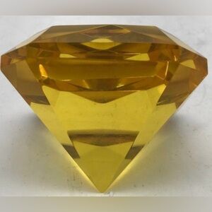 Oleg Cassini Sapphire Golden Yellow Round Diamond Cut Signed Paperweight